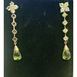 14K Green Tourmaline Dangle Earrings
